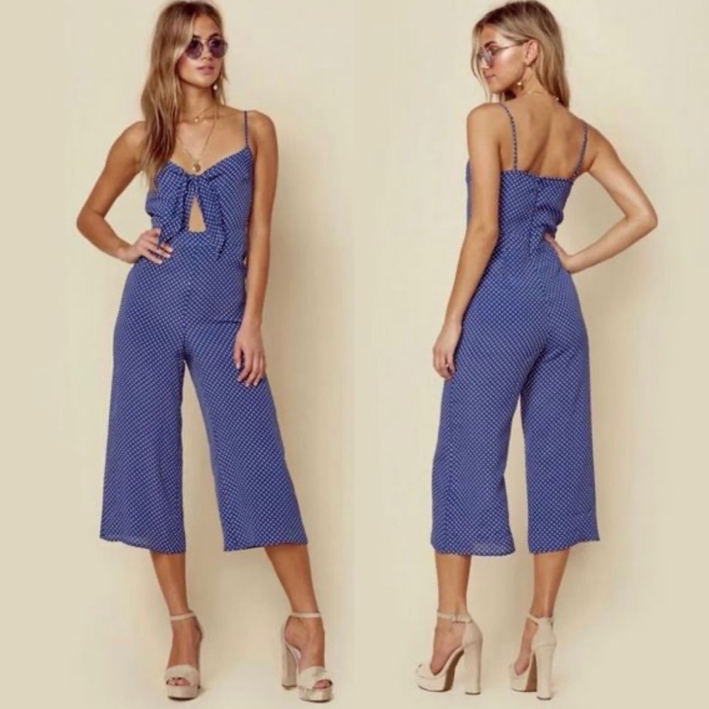 Blue Life Tied Up Polka Dot Jumpsuit